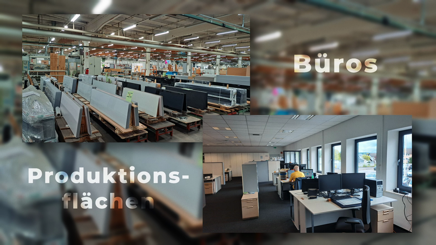 Lager- und Produktionsfläche in Mastershausen mit Bürofläche, Werkstätten, Hochrregallager und Parkfläche - Bild